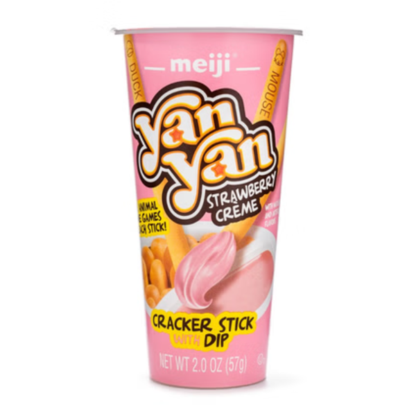 日本MEIJI明治 YANYAN 奶油草莓酱饼干棒57g