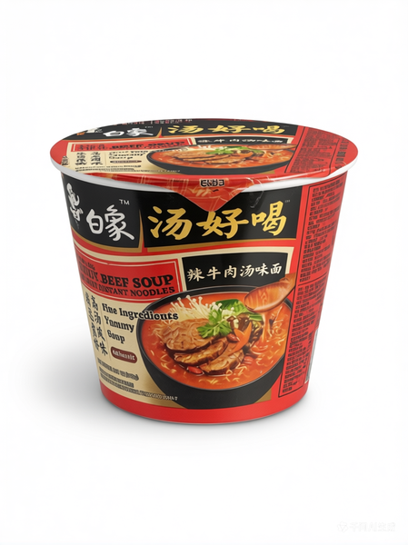 白象方便面 汤好喝 辣牛肉汤味 桶装107g