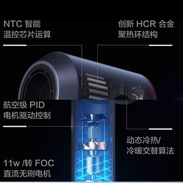 负离子高速吹风机五风嘴 玫瑰红 静音速干护发 110V 大风力 1.8米 Dyson平替