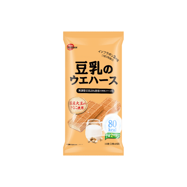 日本BOURBON波路梦 豆乳威化饼干112g 然利 瑞士卷蛋糕 丝滑奶油夹心85g*10枚