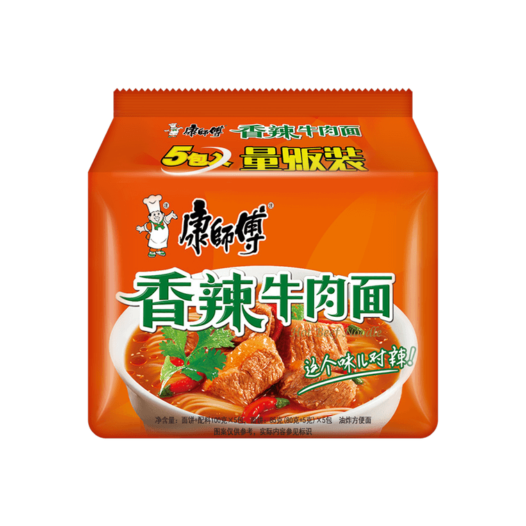 康师傅 香辣牛肉面 五连包520g