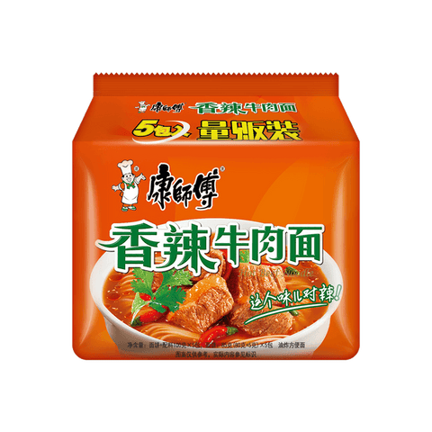 【6折清仓08/07/2025到期】康师傅 香辣牛肉面 五连包520g