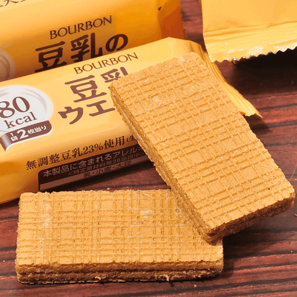 日本BOURBON波路梦 豆乳威化饼干112g 然利 瑞士卷蛋糕 丝滑奶油夹心85g*10枚