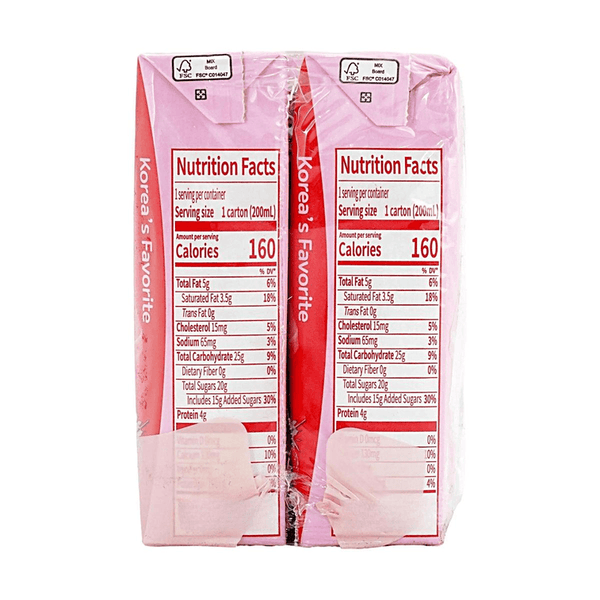 韩国BINGGRAE宾格瑞 草莓牛奶200ml*6瓶