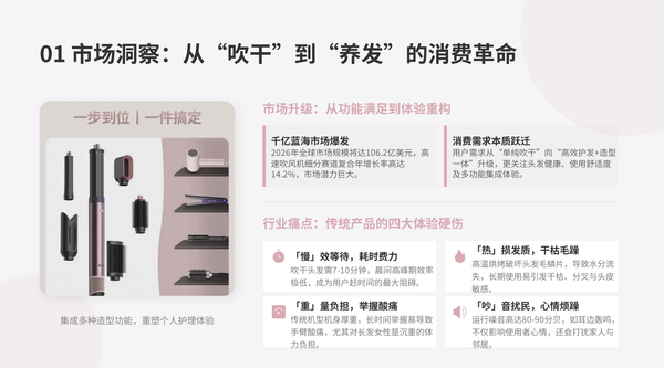多功能造型吹风机 落日玫瑰 风嘴6件套（吹干 卷发 波浪 直发 顺滑 蓬松）110V