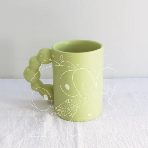 Tagi旋转糖葫芦手柄陶瓷咖啡马克杯（小麦绿）280ml