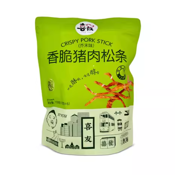 喜友 香脆猪肉松条 芥末味108g