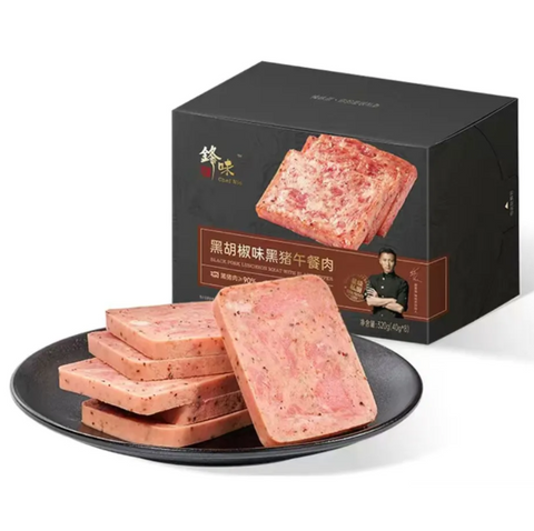 [60% off clearance expiring on 08/05/2025] Fengwei Pie Black Pork Luncheon Meat Black Pepper Flavor 320g